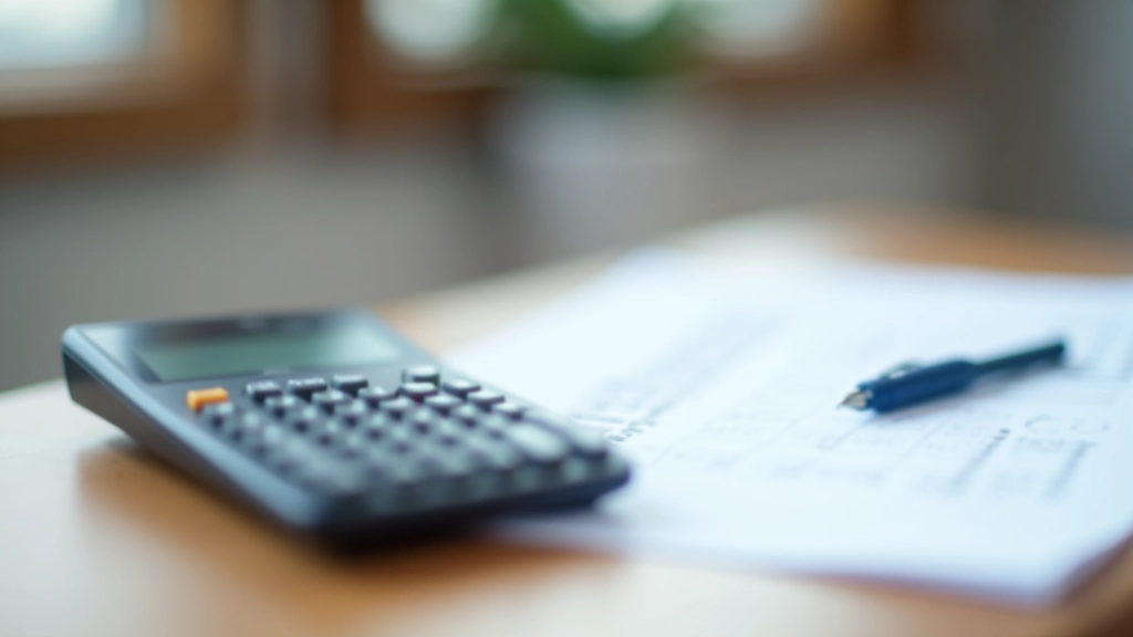 Taschenrechner neben Steuerdokumenten auf einem Schreibtisch mit Notizblock
